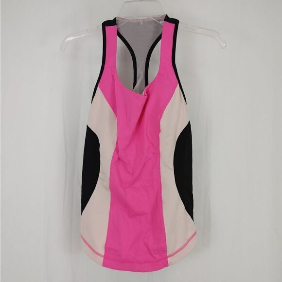 Lululemon Cardio Kick Racerback Tank Top Built Bra Pink Black Womens Size 10.
Ar - Picture 3 of 9